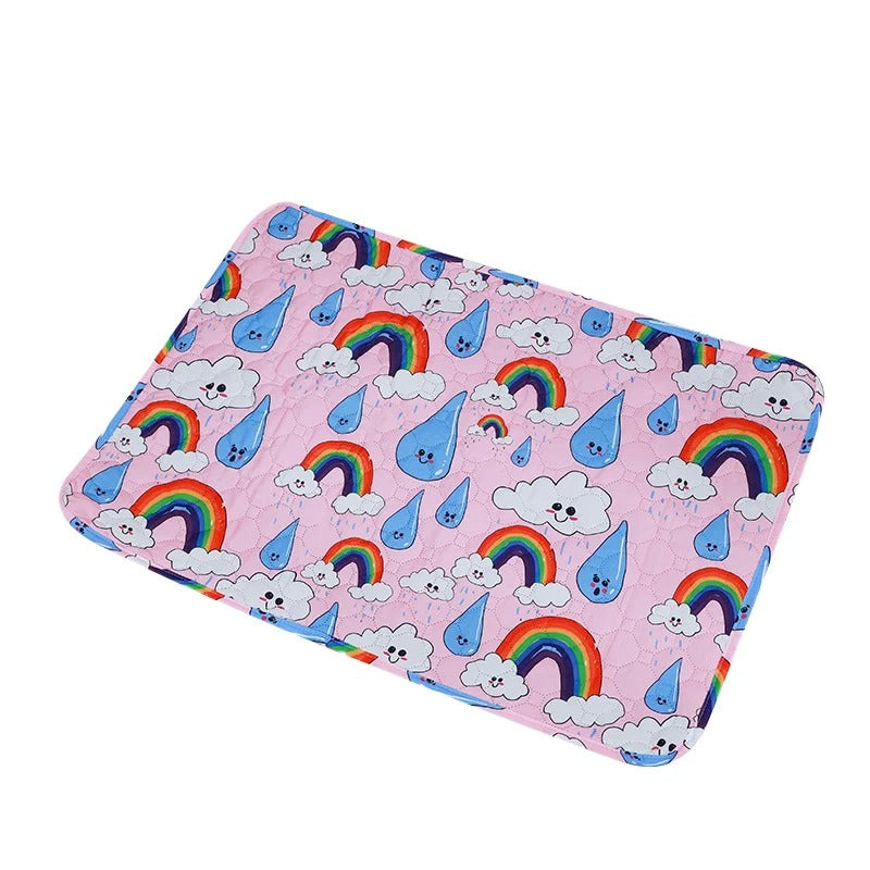 Washable pee pad in the colourful cat print