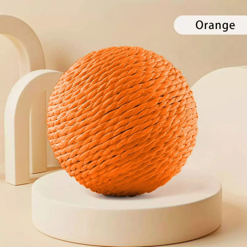 Cat scratching the sisal ball toy