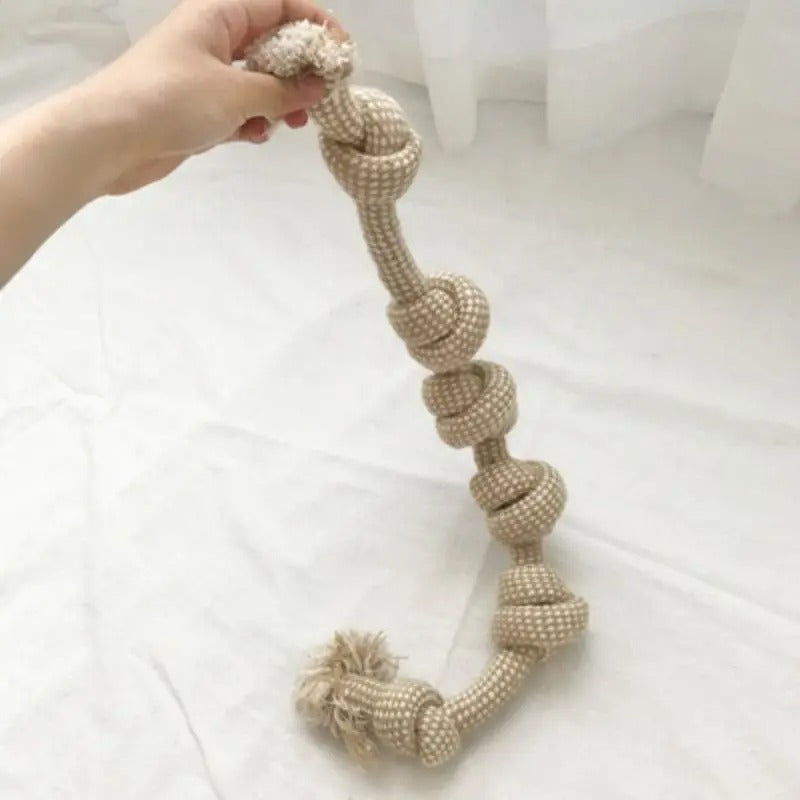 Dental knot rope dog toy full length