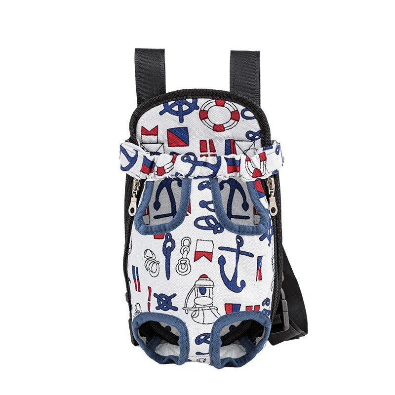 Dog carrier bag in dark blue check