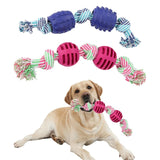Double knot cotton rope dog toy with ball