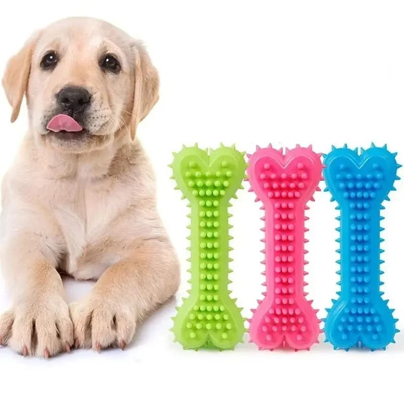 Soft rubber bone dog chew toy