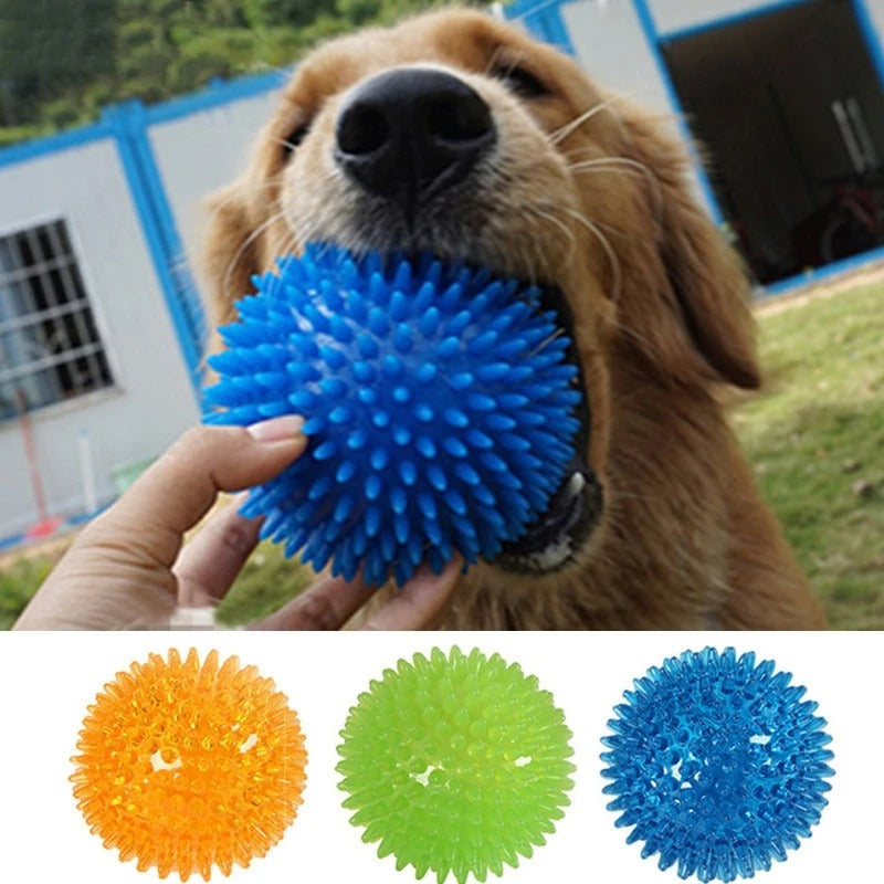 Spiky ball chew toy in red