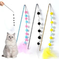 Retractable feather cat teaser wand