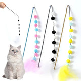 Retractable feather cat teaser wand