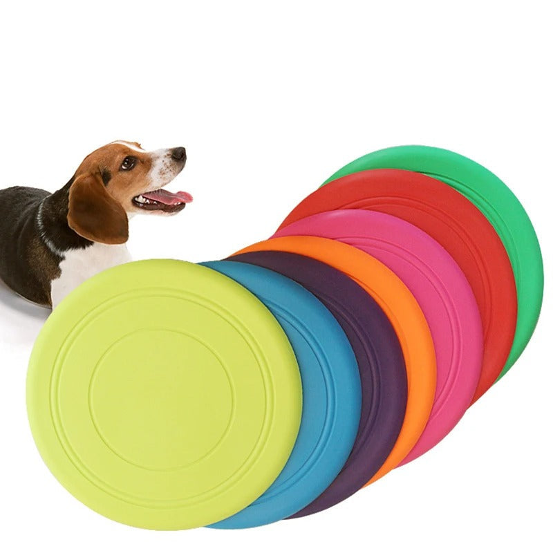 Silicone flying disc dog toy in seven colours