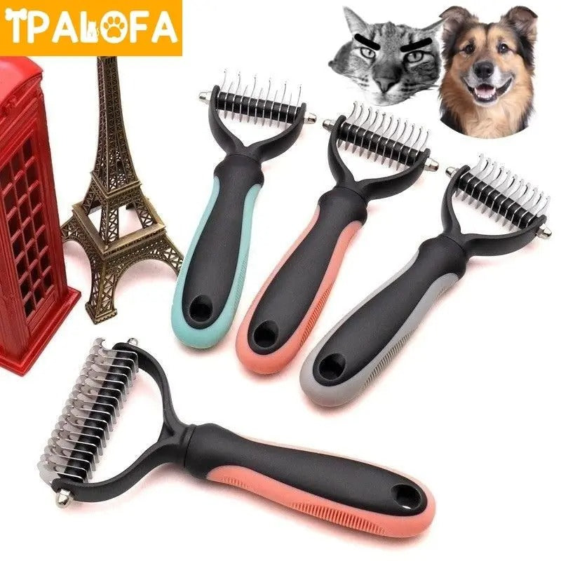 Brushing loose fur from a dog's coat