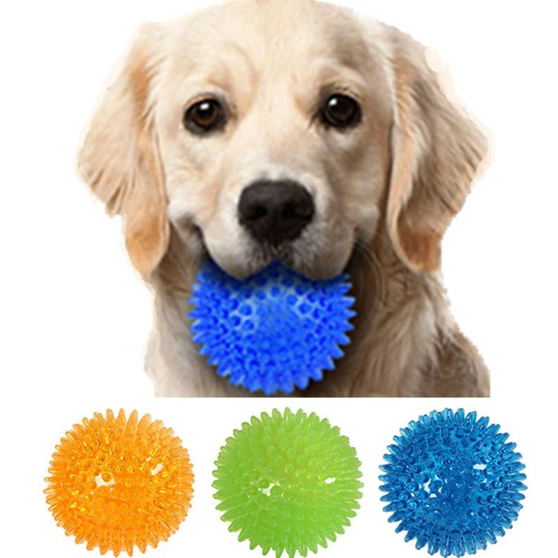 Spiky ball chew toys shown in all six colours