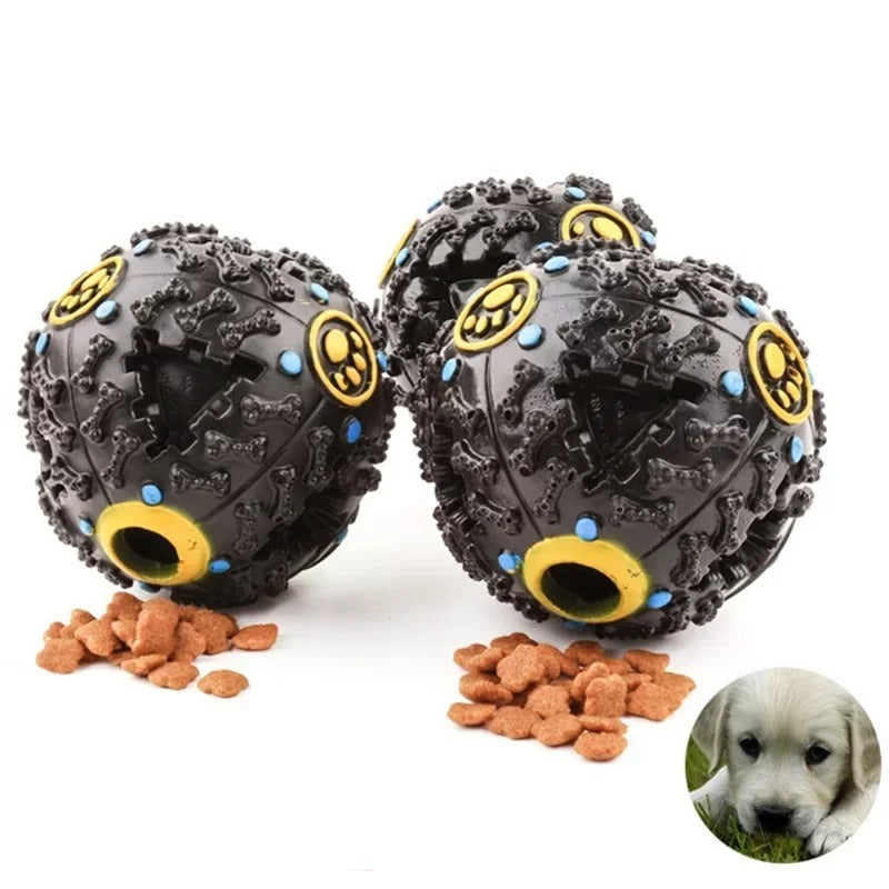 Treats falling from the dispensing ball