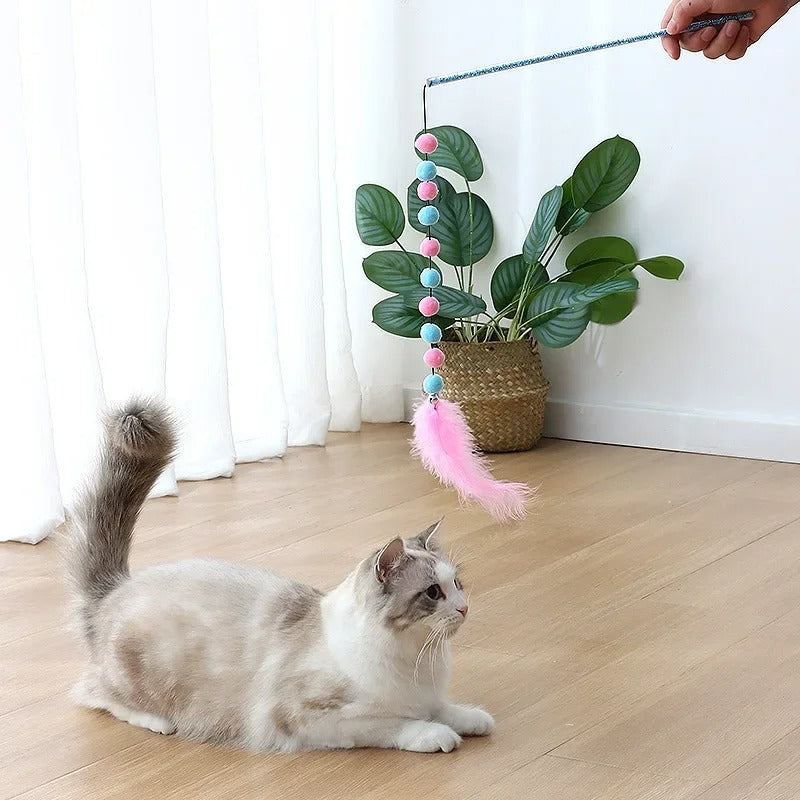 Retractable handle of the feather cat wand