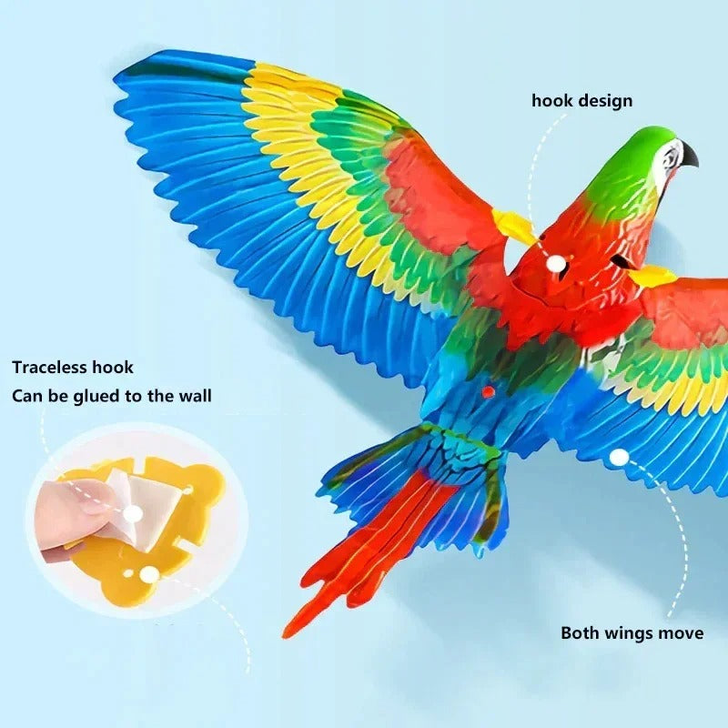 Cat watching the electric flying bird toy