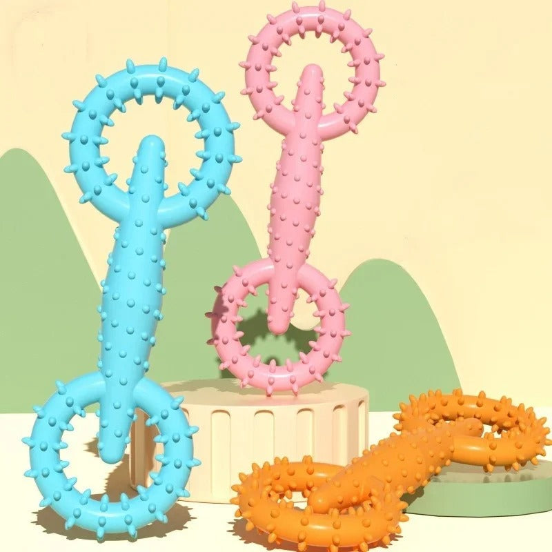 Puppy tug ring chew toy shown in all colours