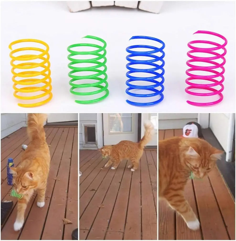 Close-up of the plastic spiral cat toy