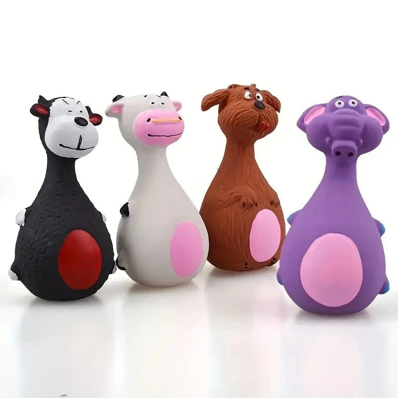 Dog carrying the squeaky animal fetch toy