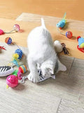 Plush mouse cat toy with string and bell ball