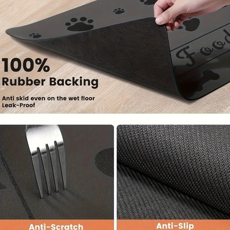 Pet bowls on the quick-dry absorbent placemat