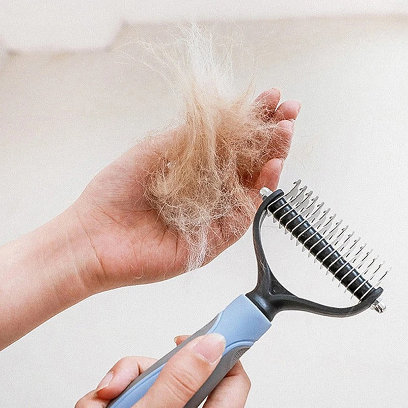 De-shedding brush with release button