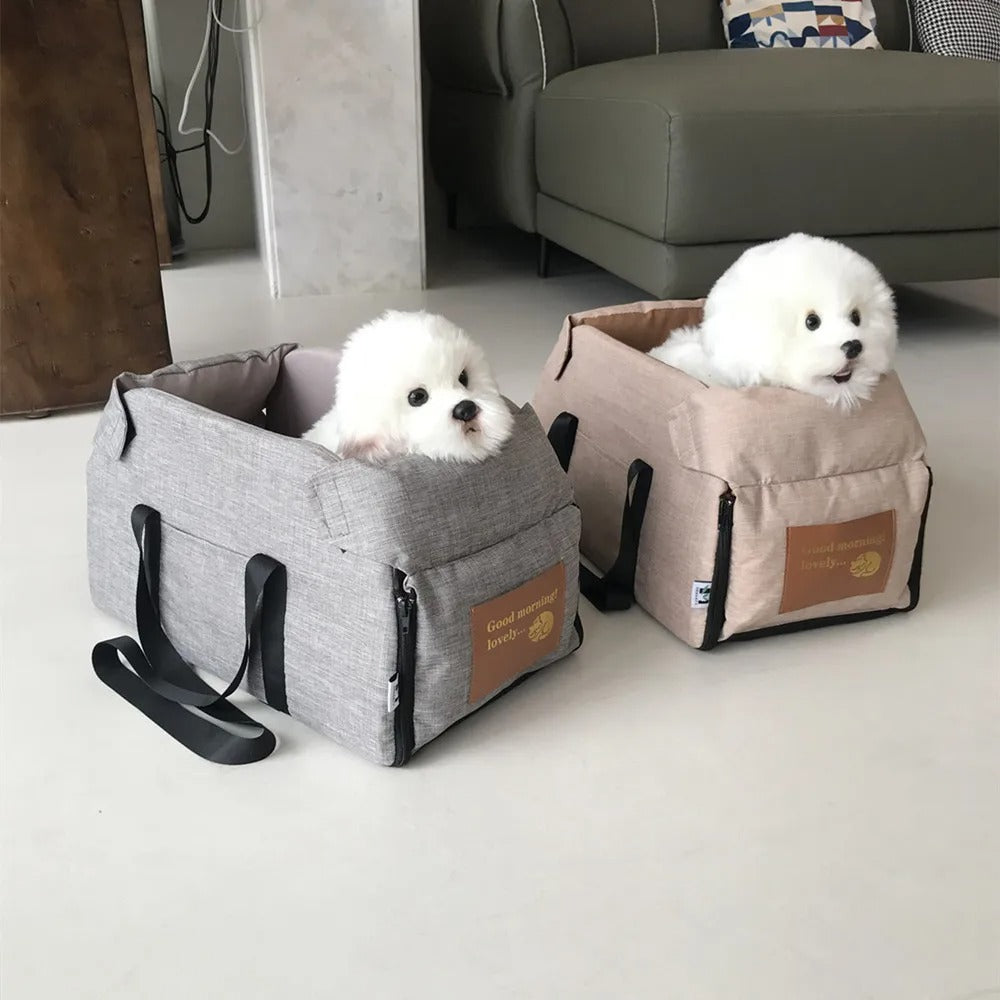 Dog car seat bed fitted to a car seat