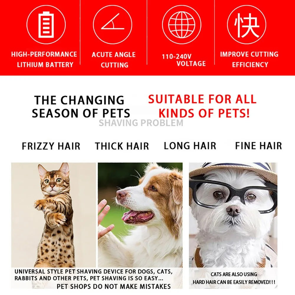 Rechargeable pet clippers for dogs, cats and rabbits