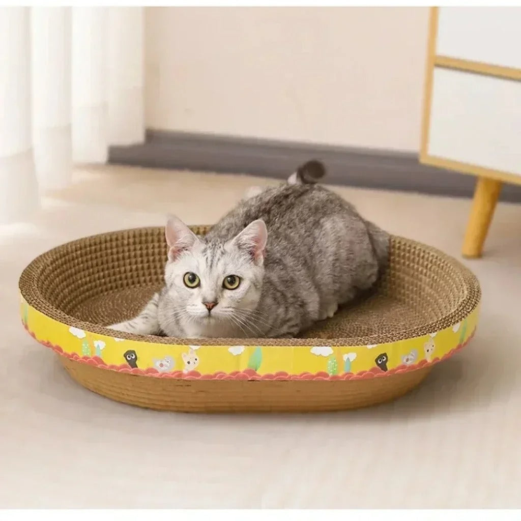 Soft plush surface of the oval cat bed