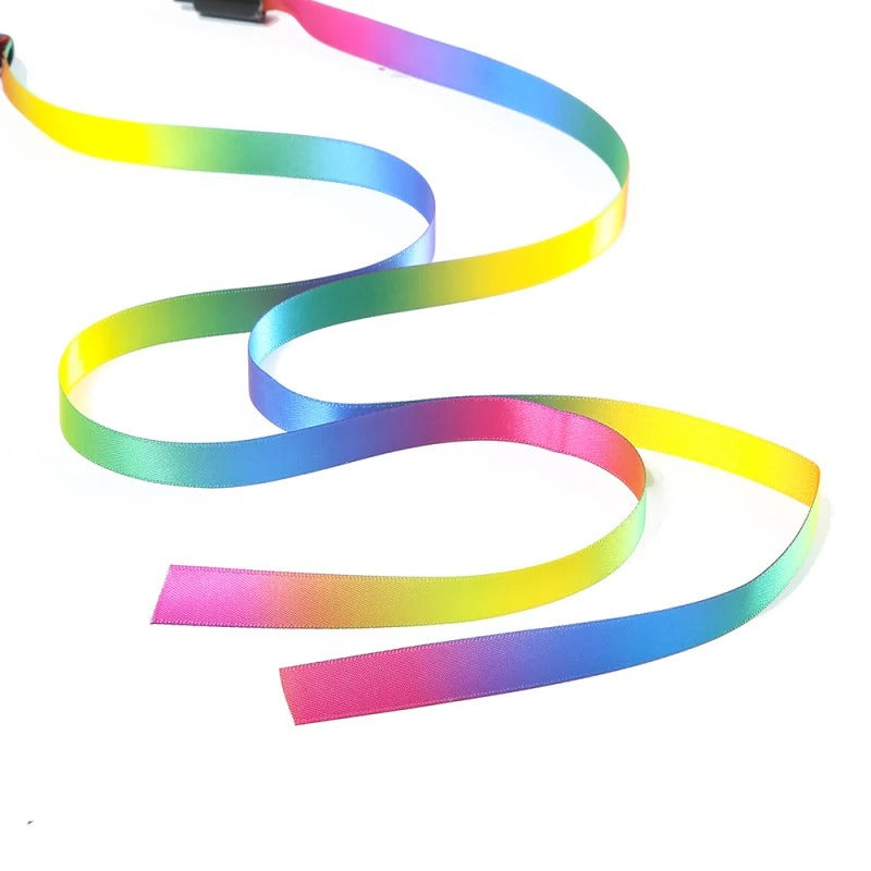 Rainbow ribbon wand toy for cats