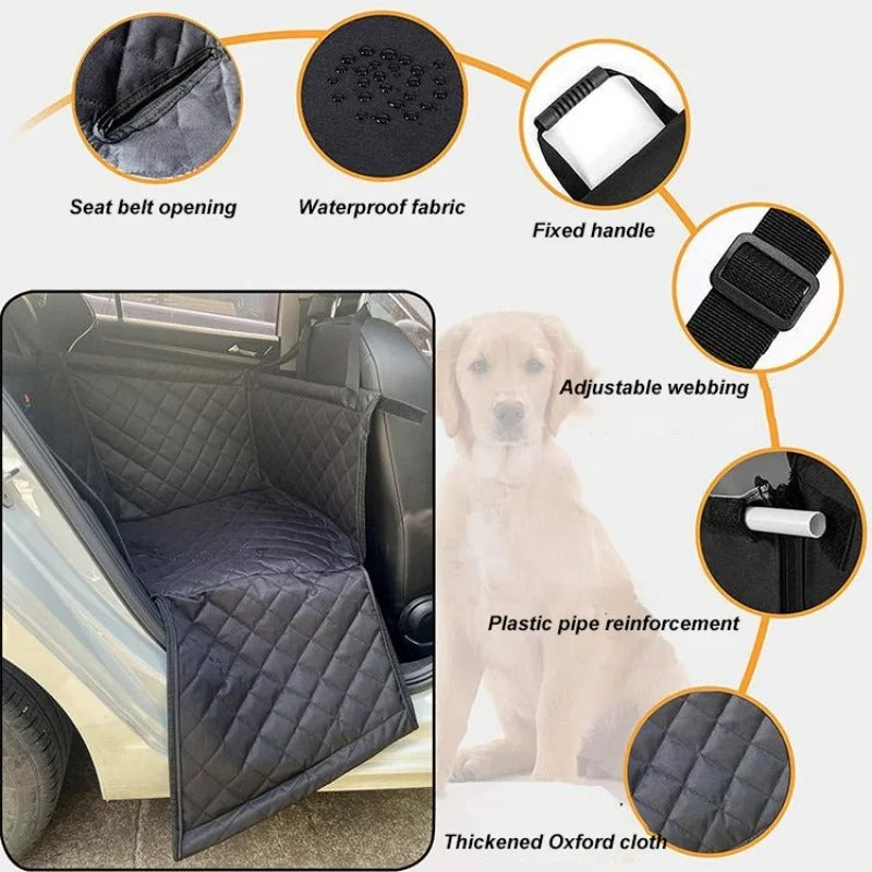 Dog sitting in the bucket car seat cover