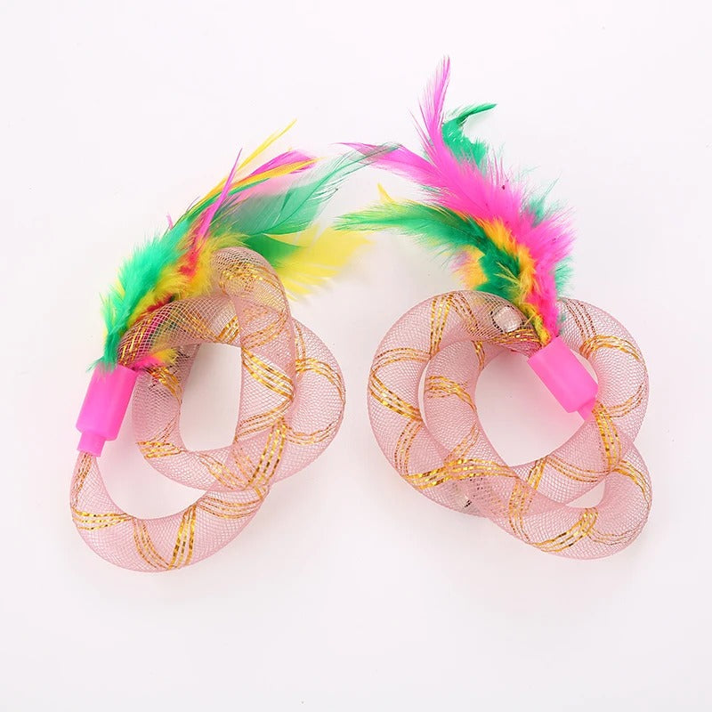 String tubing cat toy in pink