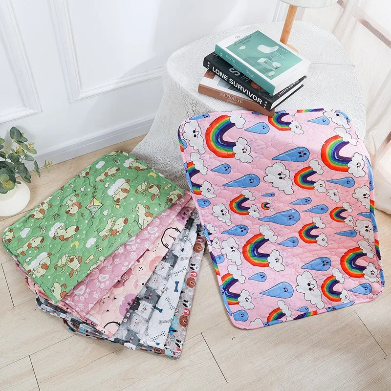 Washable pee pad in the rainbow print