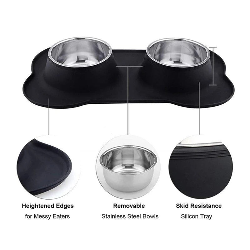 PawFeast Duo feeding set in black
