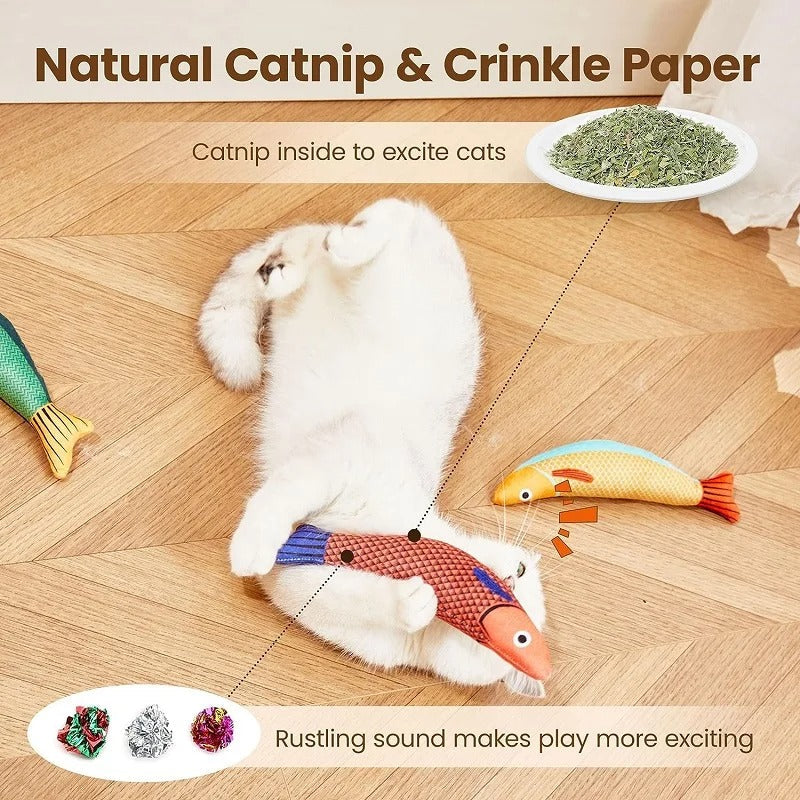 Plush catnip fish toy for cats