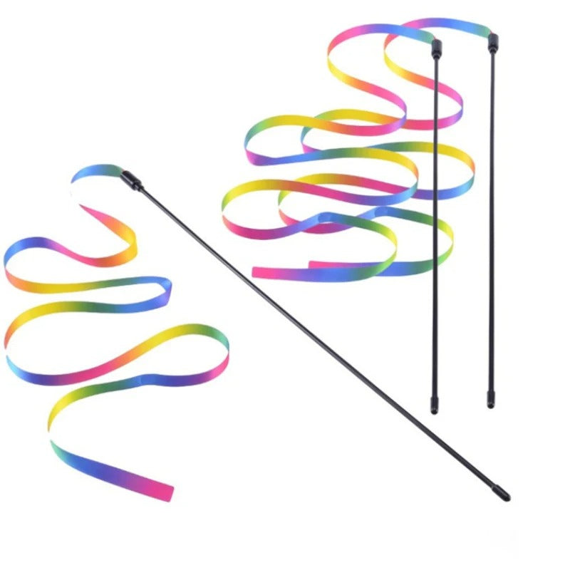 Rainbow ribbon wand with fluttering streamers