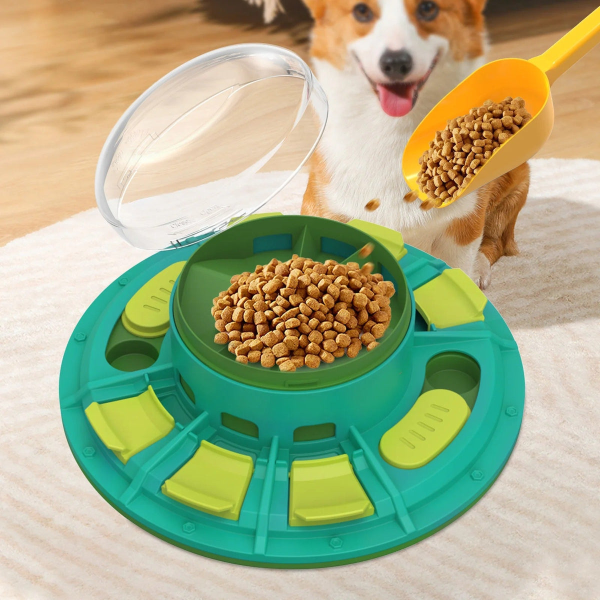 Interactive pedal puzzle feeder for dogs