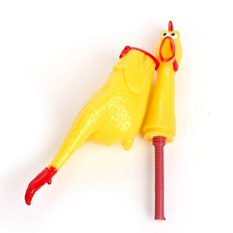 Close-up of the durable squeaky chicken toy
