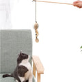 Colourful feather cat wand with wooden handle