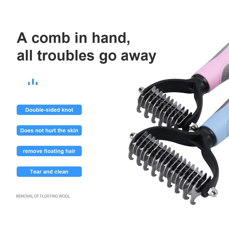 Ergonomic handle of the dog grooming brush