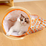 Crinkle cat tunnel with hanging feather ball