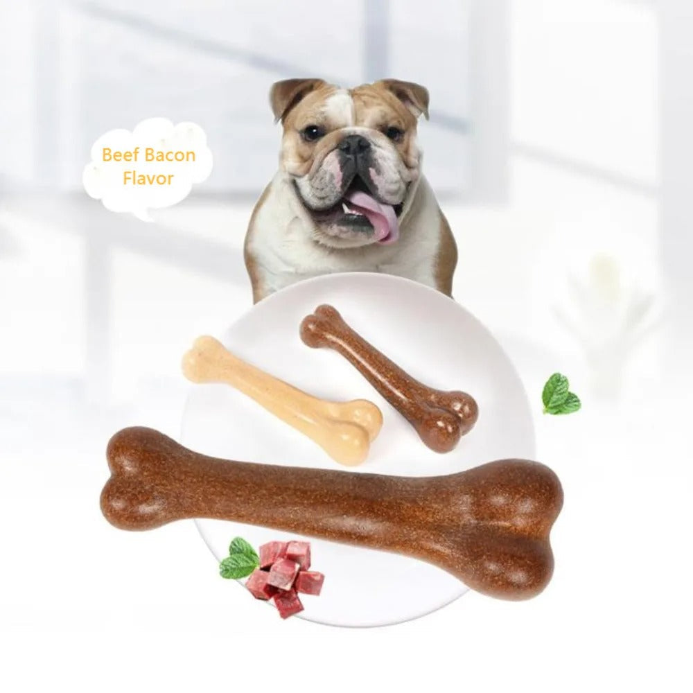 Dog chewing the ChewBone toy