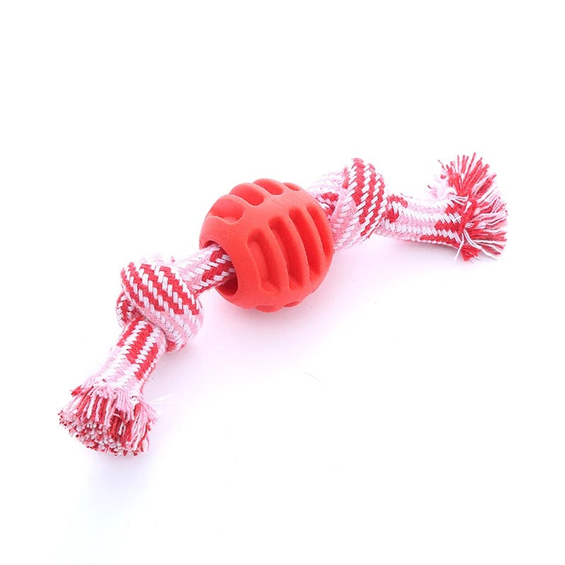ToughRope dog toy in orange and blue