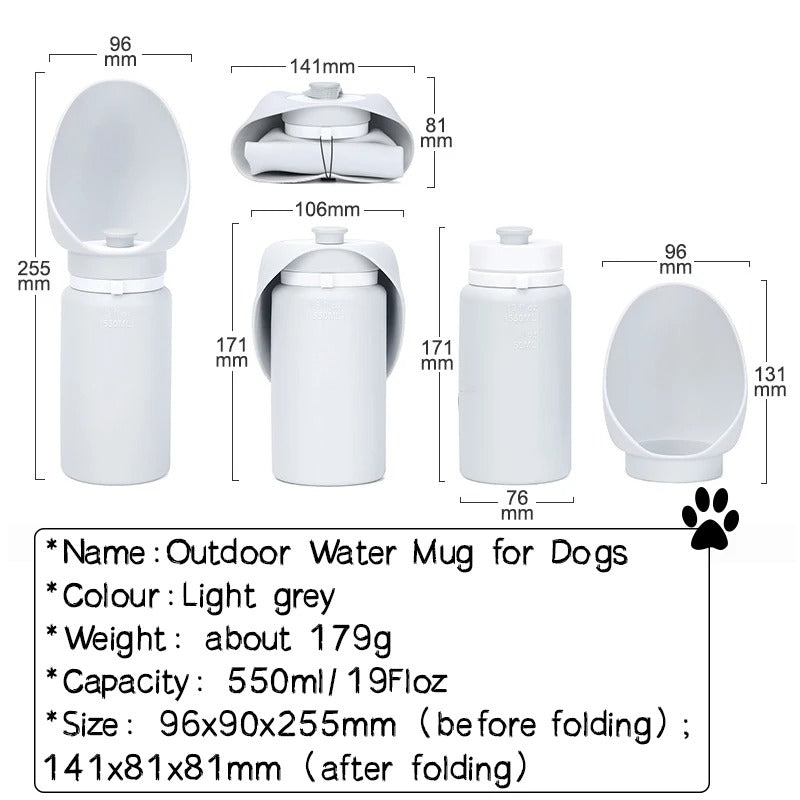 Foldable pet travel water bottle 550ml capacity