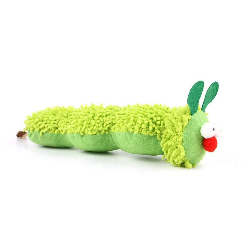 Close-up of the caterpillar catnip toy segments