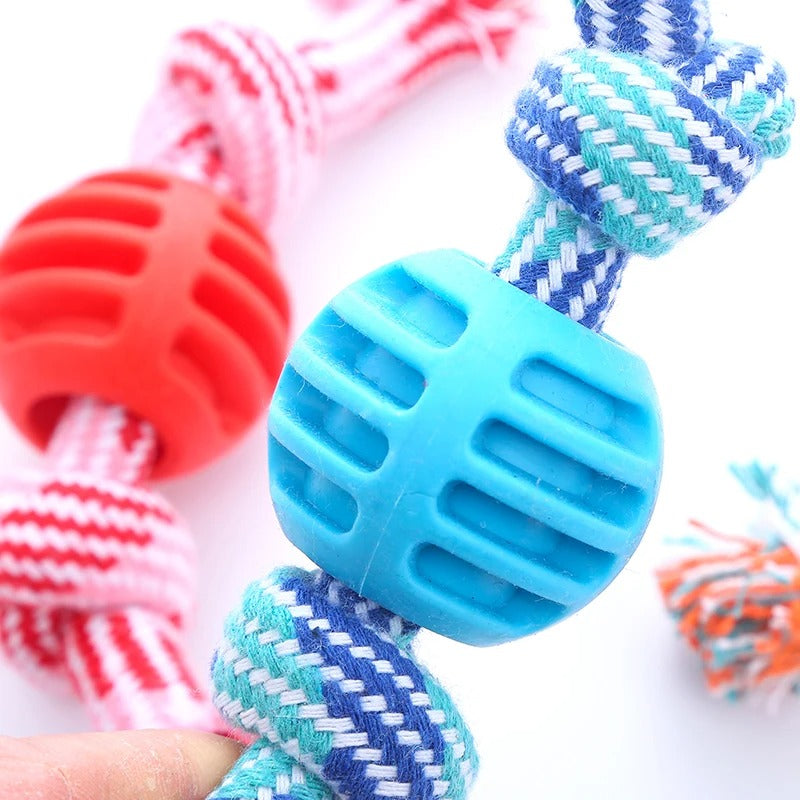 ToughRope dog toy in orange and pink