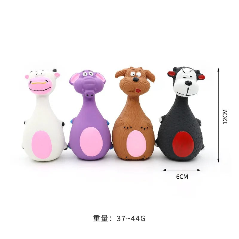 Close-up of the soft squeaky animal toy