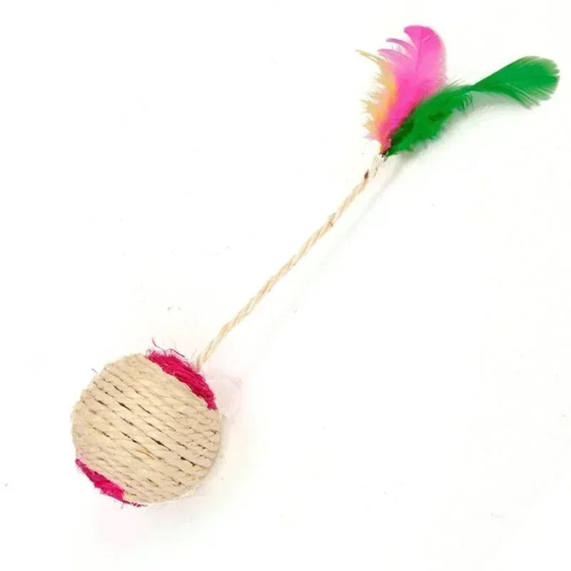 Sisal scratch ball cat toy detail