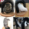 Cat self-groomer arch with scratch pad