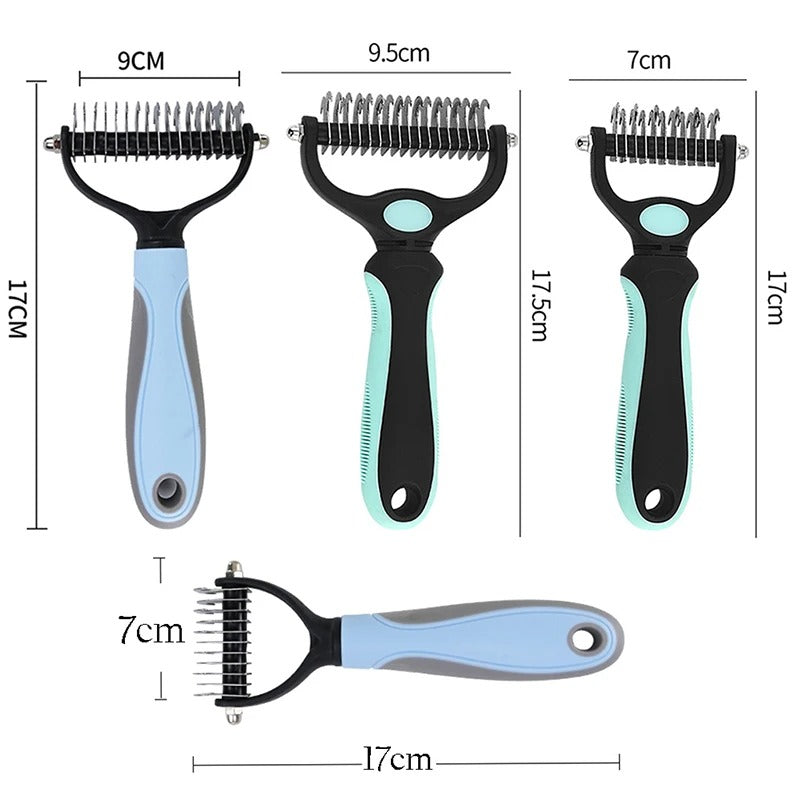De-shedding brush on a long-haired dog