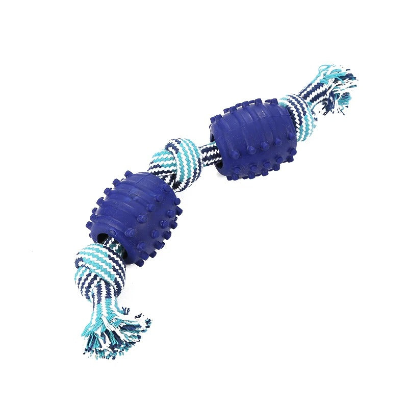Cotton rope dog toy with ball in red