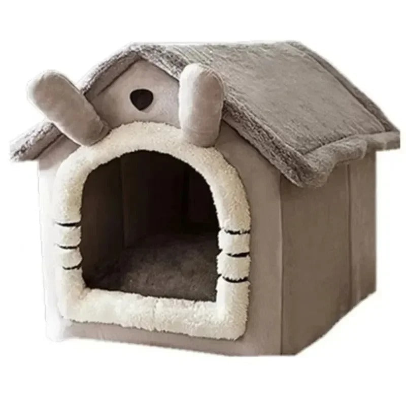 CozyPaw foldable pet house in grey