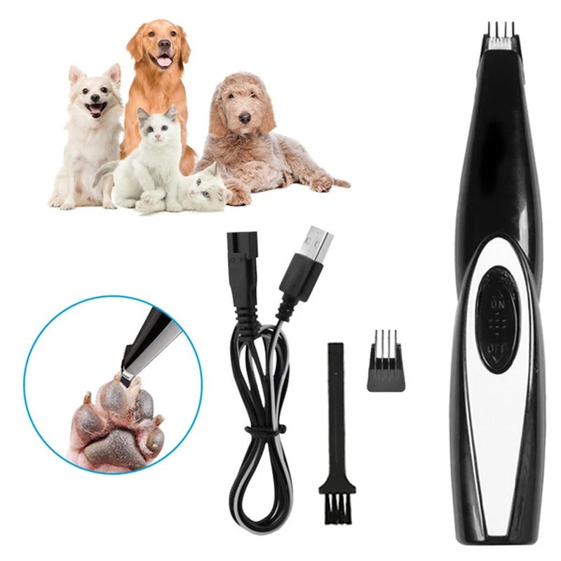 Grooming a dog with the USB pet hair trimmer