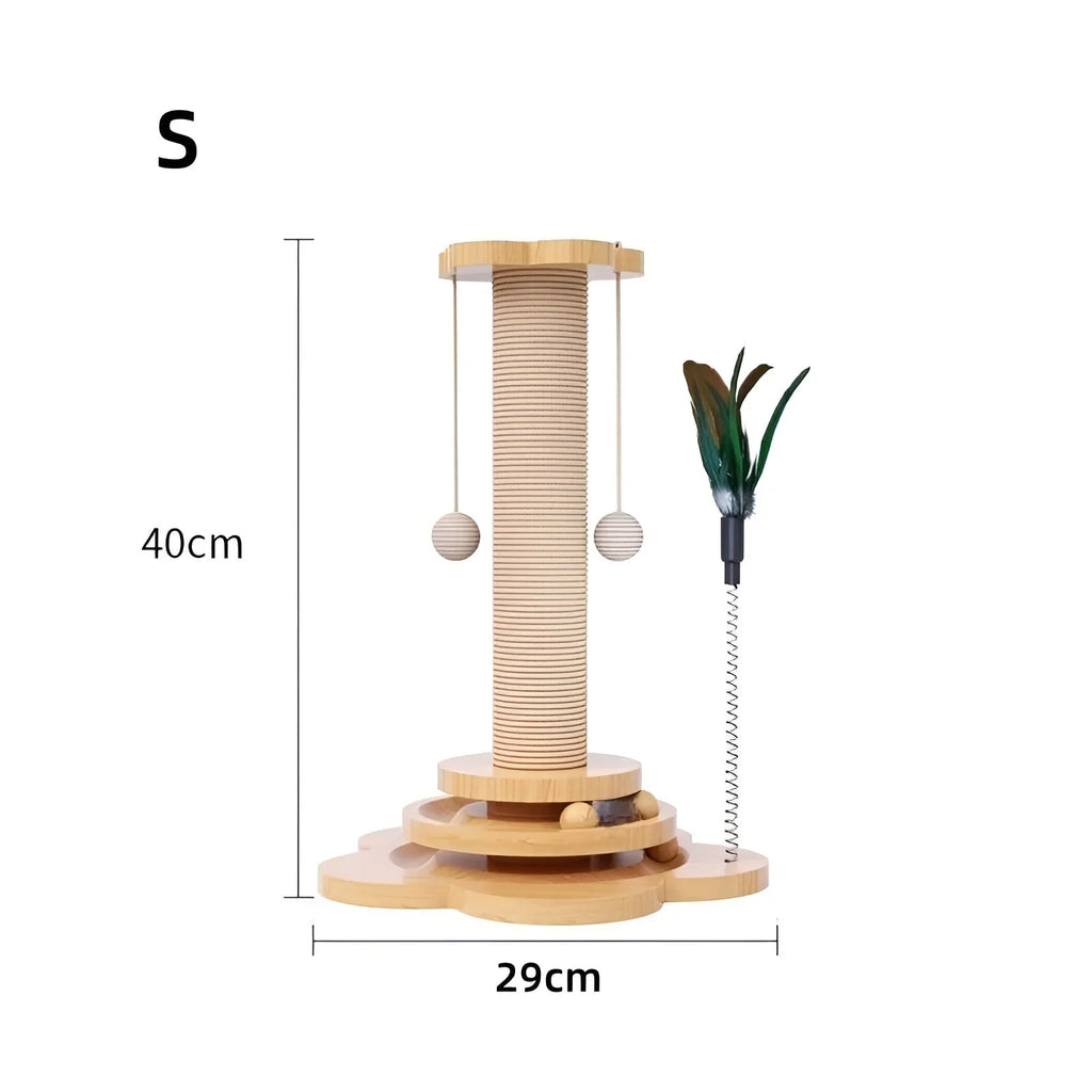 Wooden cat toy with rolling balls