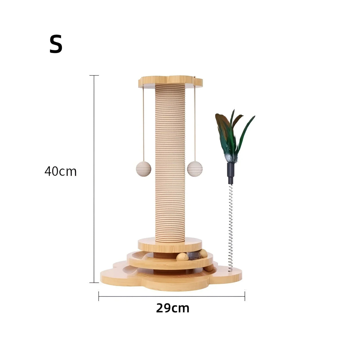 Wooden cat toy with rolling balls